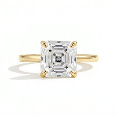 Sterling Silver Asscher Cut Moissanite Ring