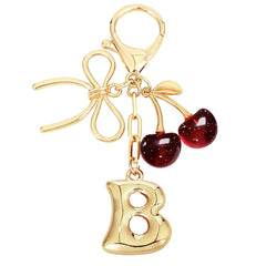 Bubble Initial With Bow & Cherry Bag Charms Keychain