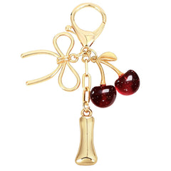 Bubble Initial With Bow & Cherry Bag Charms Keychain