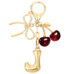 Bubble Initial With Bow & Cherry Bag Charms Keychain