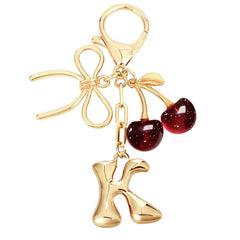 Bubble Initial With Bow & Cherry Bag Charms Keychain