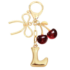 Bubble Initial With Bow & Cherry Bag Charms Keychain