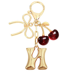 Bubble Initial With Bow & Cherry Bag Charms Keychain