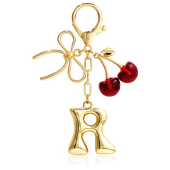 Bubble Initial With Bow & Cherry Bag Charms Keychain