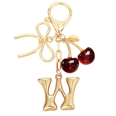 Bubble Initial With Bow & Cherry Bag Charms Keychain