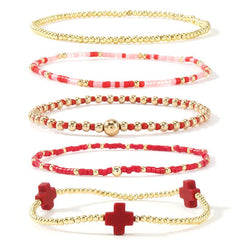 5-Piece Boho Beaded Bracelet Stack