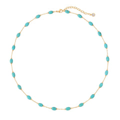 14K Dainty Turquoise Beaded Necklace