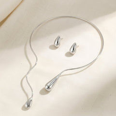 Statement Water Droplet Necklace and Earrings Set