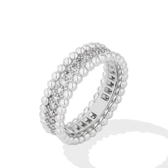 Elegant Beaded Bordered CZ Ring