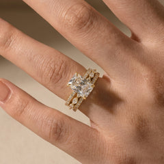 3-Piece Pave Solitare Cut Ring Stack
