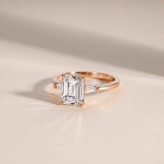 Emerald Cut Diamond Accented Ring
