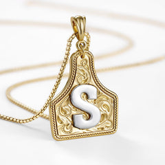 14K Elegant Cowgirl Initial Necklace