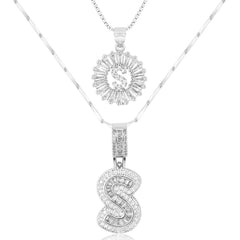 2-Piece 14K Diamond Letter Initial Necklaces