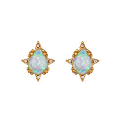 Dainty Iridescent Opal Necklace, Bracelet, Earrings