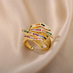 Geometric Claw Scattered Diamond Ring
