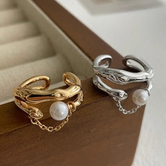 Sterling Silver Layered Antique Inspired Pearl Ring