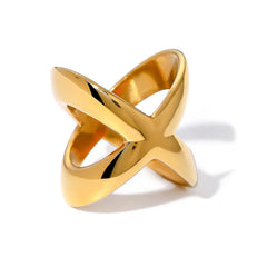 18K Classy Crossed Intersect Ring
