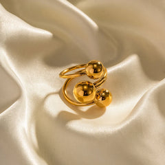 18K Bold Three Ball Open Ring