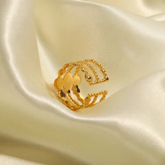 18K Triple Rose Stone Ring Stack