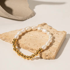 18K Beaded Pearl Split Bracelet