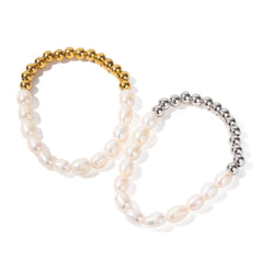 18K Beaded Pearl Split Bracelet