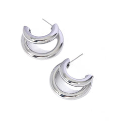 18K Crescent Outline C Shaped Earrings