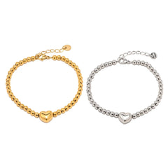 18K Classy Beaded Heart Bracelet