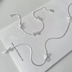 Feminine Bow Herringbone Necklace and Bracelet