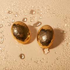 18K Hammered Oval Earring