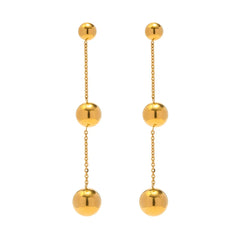 Dangle Gold Bead Tassel Earrings