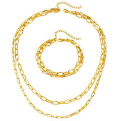 Layered Dual Paperclip Bracelet and Necklace Set