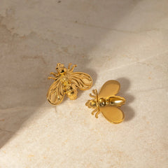 Dainty Gold Queen Bee Stud Earrings