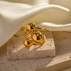 18K Bold Three Ball Open Ring