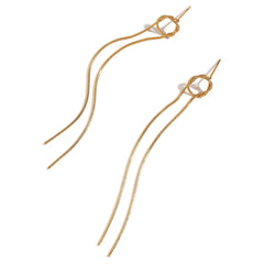 18K Dainty Circle Tassel Earrings