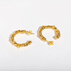 14K Dainty Textured Spiral Hoop Earrings