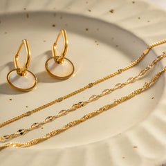 18K Dainty Classic Three Layer Necklace Stack