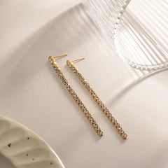 18K Dainty Diamond Tassel Earrings