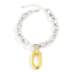 Chunky Two Tone Paperclip Bold Necklace