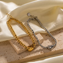 18K Classy Beaded Heart Bracelet