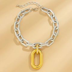 Chunky Two Tone Paperclip Bold Necklace