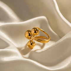 18K Bold Three Ball Open Ring