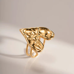 18K Hammered Textured Heart Ring