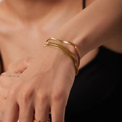 18K Triple Layered Herringbone Bracelet