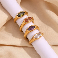 18K Oval Diamond Cut Ring