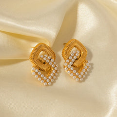 18K Textured Dual Squircle Earrings