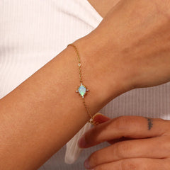 Dainty Iridescent Opal Necklace, Bracelet, Earrings