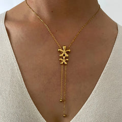 18K Feminine Floral Tassel Necklace