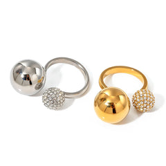 Asymmetric Diamond Accented Sphere Ring