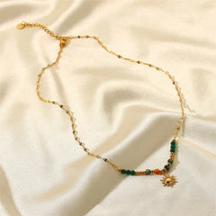 Dainty Boho Inspired Sun Pendant Necklace
