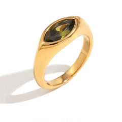 18K Oval Diamond Cut Ring